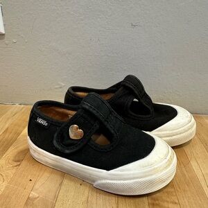 Vans Kids Black Canvas Shoes Mary Jane’s